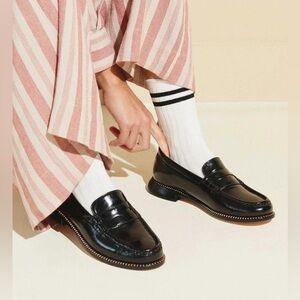 Freda Salvador Black Leather Penny Loafers